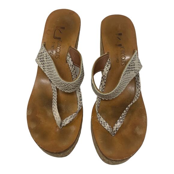 K. Jacques St Tropez Animal Print Slip On Wedges Sandals Size 9 - Picture 8 of 8